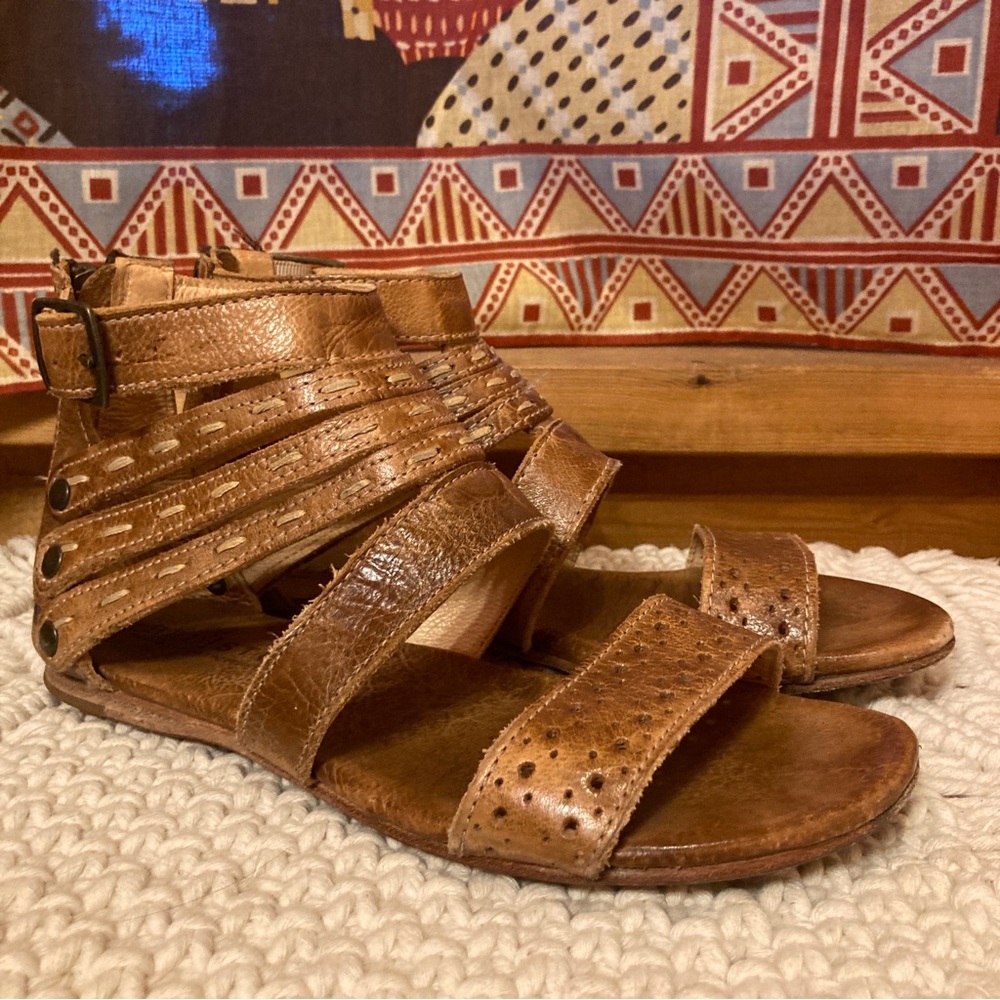 BED|STU Brown Leather Artemis Gladiator Sandals Tan Rustic